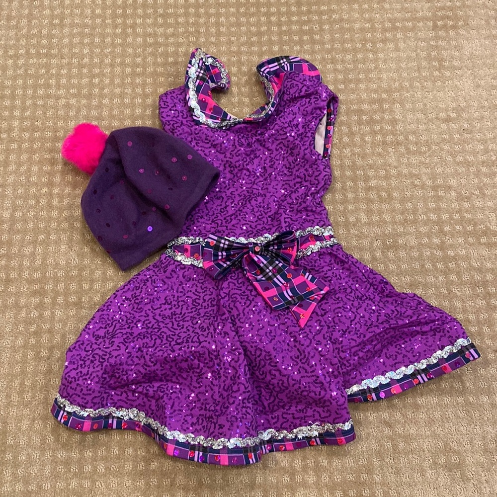 Girls Collared School Girl Halloween or Dance Costume with Beret
